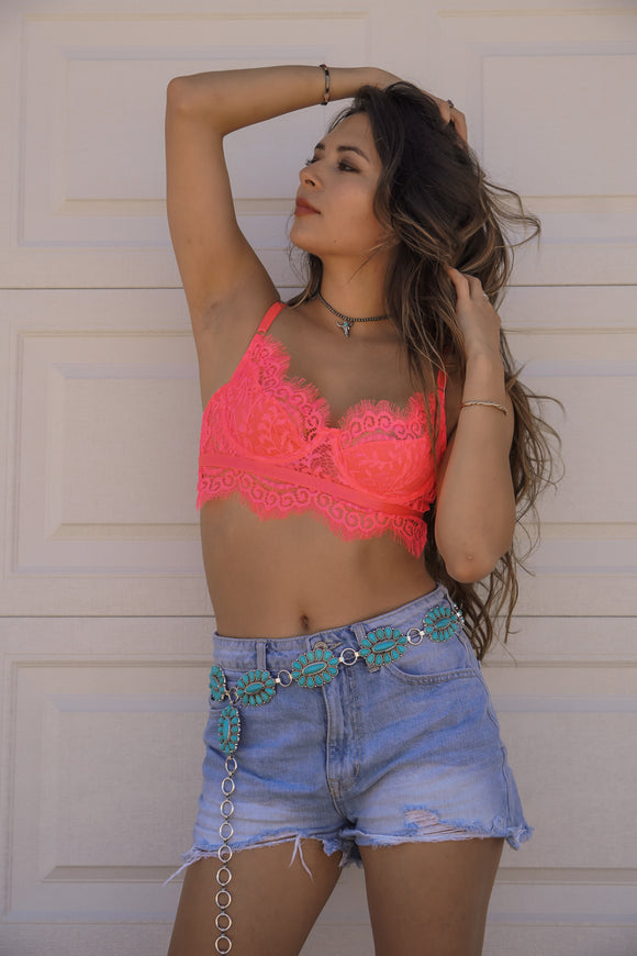 Pink lace bralette top